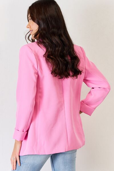 Zenana Open Front Long Sleeve Blazer - Cheeky Chic Boutique