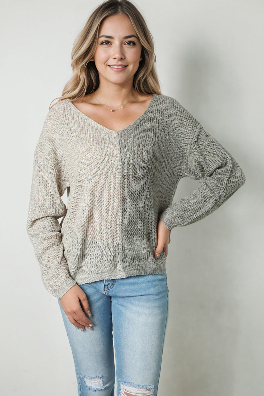 By Your Grace Contrast Sweater - Cheeky Chic Boutique