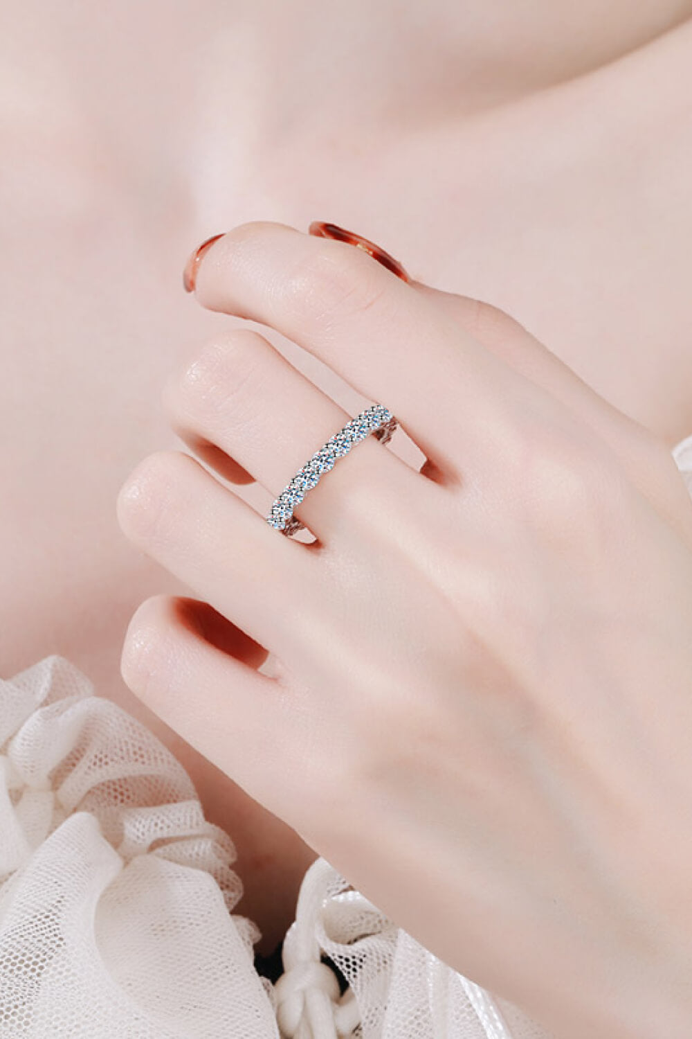 Moissanite Rhodium-Plated Ring - Cheeky Chic Boutique