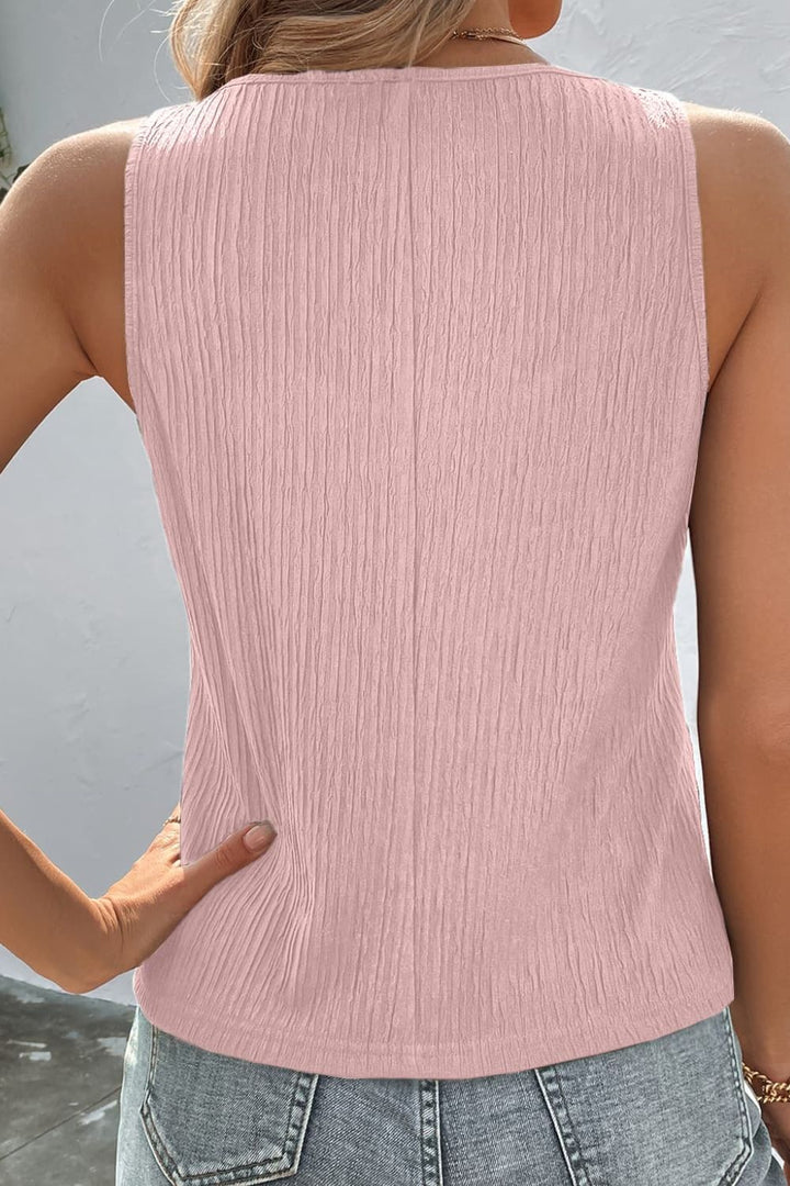 Textured Scoop Neck Tank - Cheeky Chic Boutique