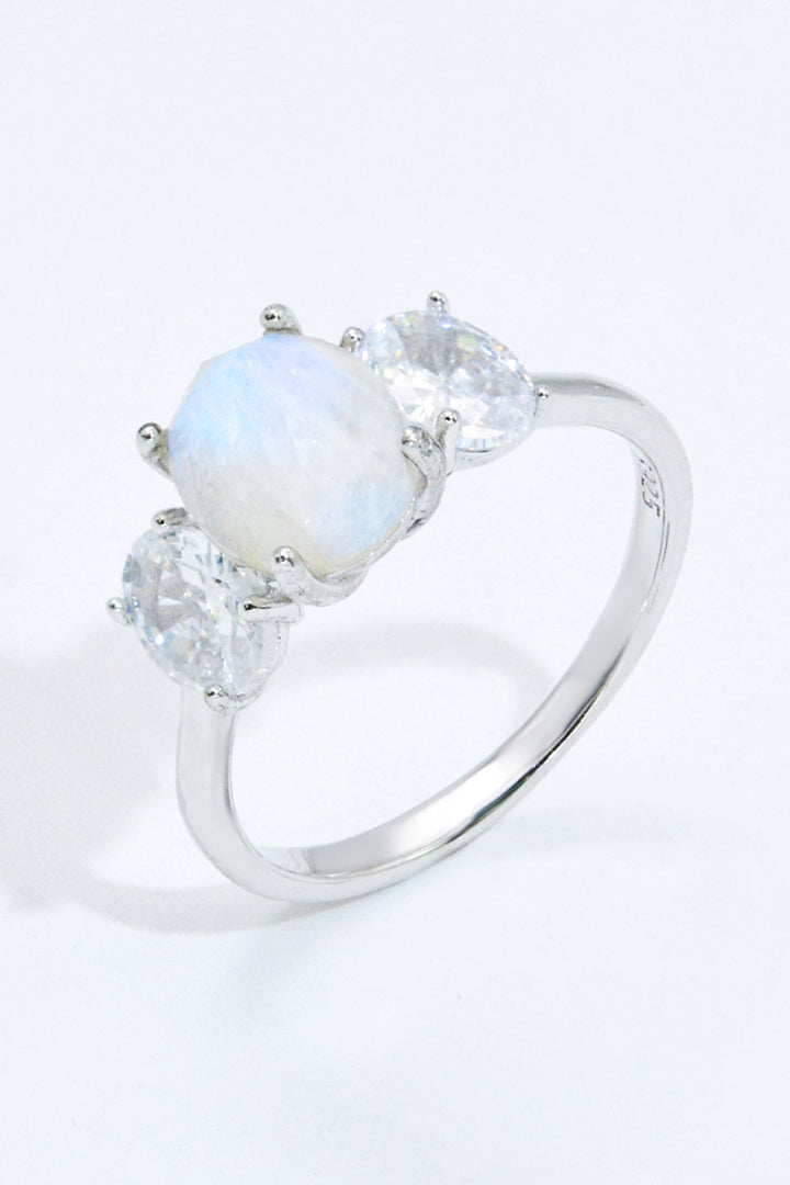 Natural Moonstone and Zircon Ring - Cheeky Chic Boutique