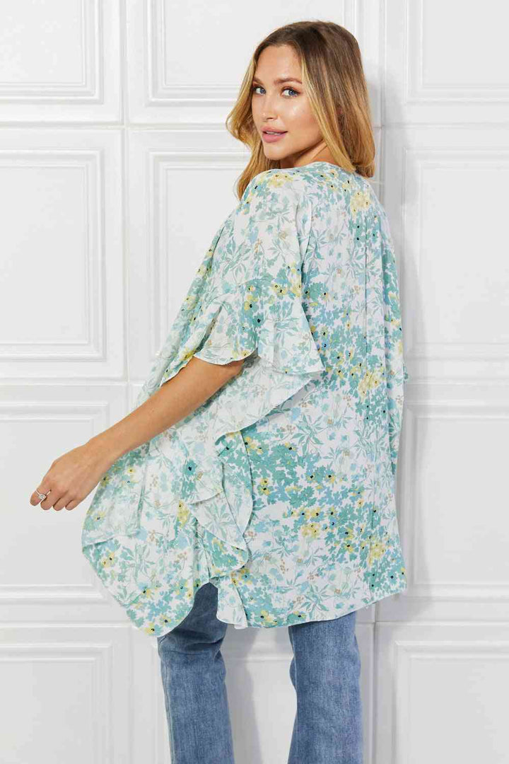 Justin Taylor Fields of Poppy Floral Kimono in Green - Cheeky Chic Boutique