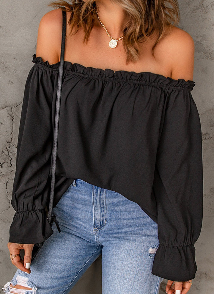 Off-Shoulder Flounce Sleeve Blouse - Cheeky Chic Boutique