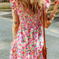 PRE-ORDER Floral Ruffle Trim Smocked Dress - Cheeky Chic Boutique