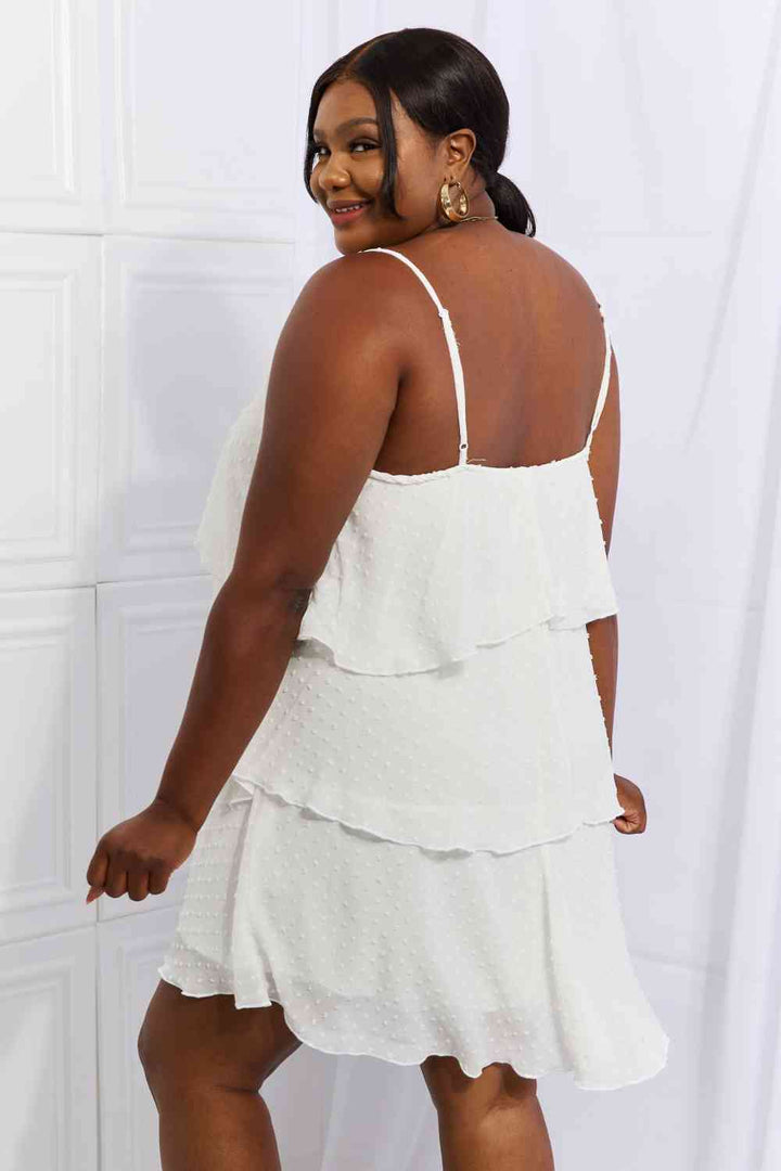 Culture Code By The River Full Size Cascade Ruffle Style Cami Dress in Soft White - Cheeky Chic Boutique