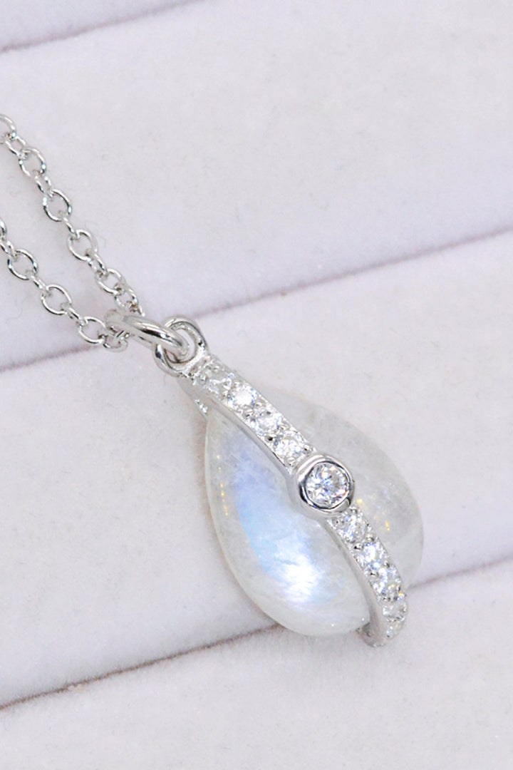 Natural Moonstone and Zircon Pendant Necklace - Cheeky Chic Boutique