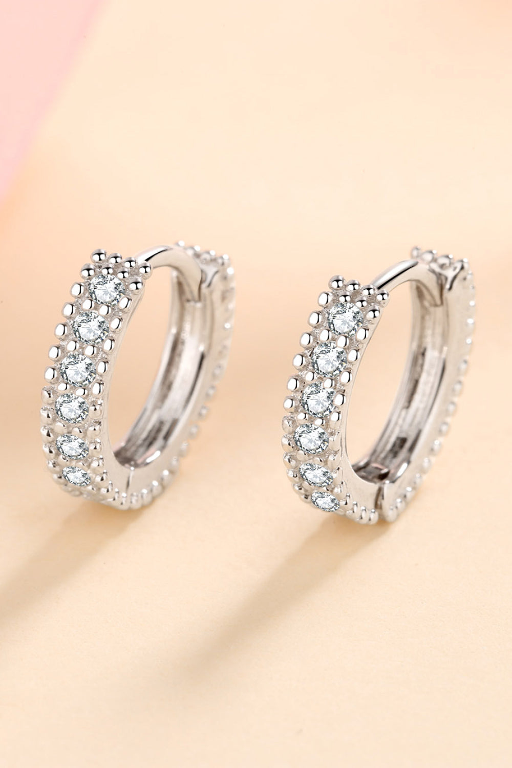 925 Sterling Silver Inlaid Moissanite Huggie Earrings - Cheeky Chic Boutique