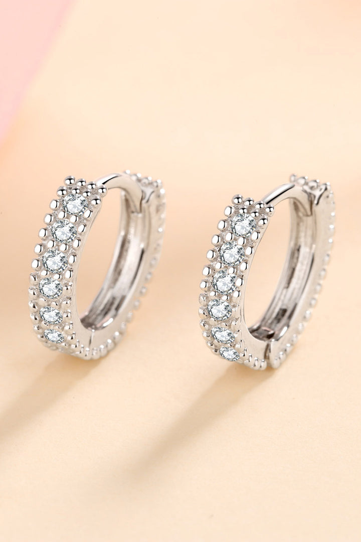 925 Sterling Silver Inlaid Moissanite Huggie Earrings - Cheeky Chic Boutique