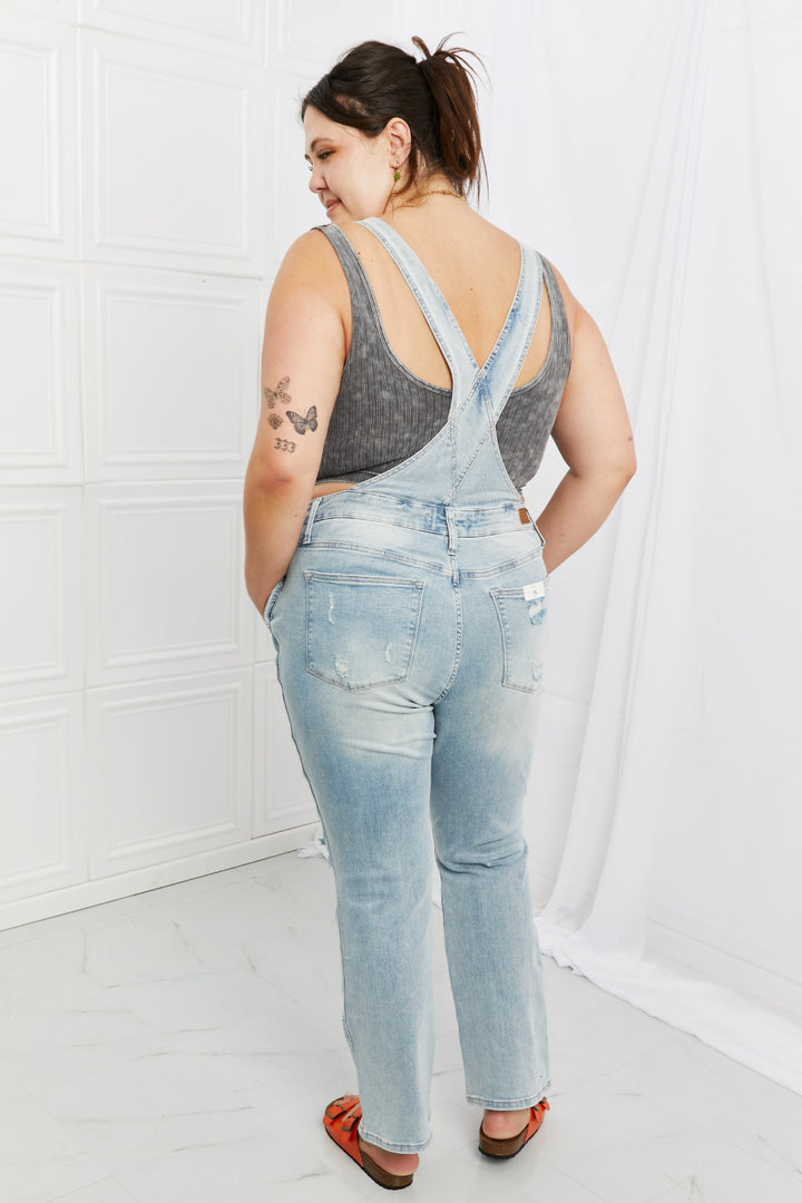 Judy Blue Melina Full Size Distressed Straight Leg Overalls - Cheeky Chic Boutique