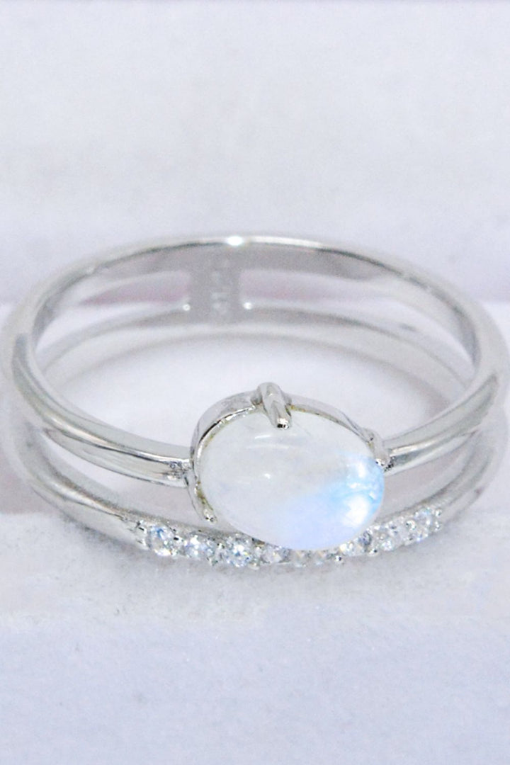 Natural Moonstone and Zircon Double-Layered Ring - Cheeky Chic Boutique