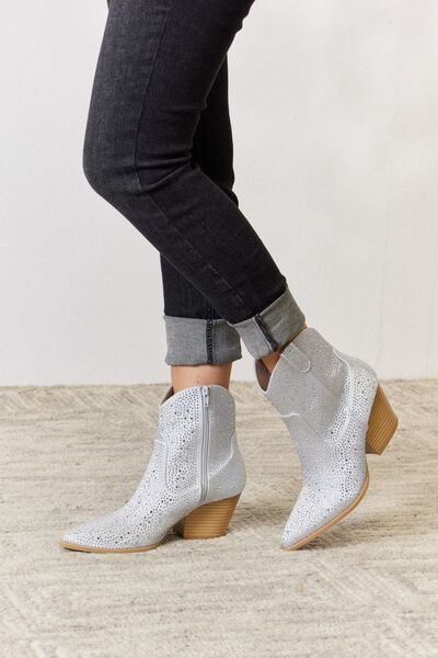 Have it All Silver Rhinestone Booties - Cheeky Chic Boutique