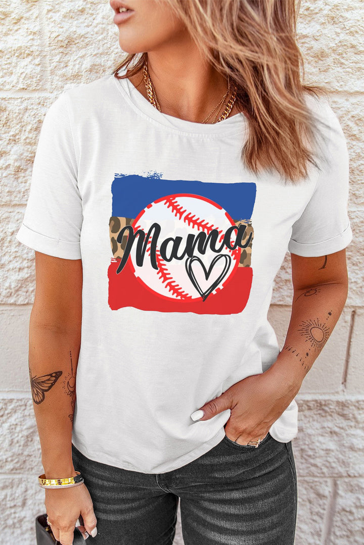 MAMA Heart Graphic Round Neck T-Shirt - Cheeky Chic Boutique