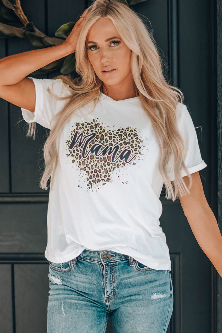 MAMA Leopard Heart Graphic Tee Shirt - Cheeky Chic Boutique