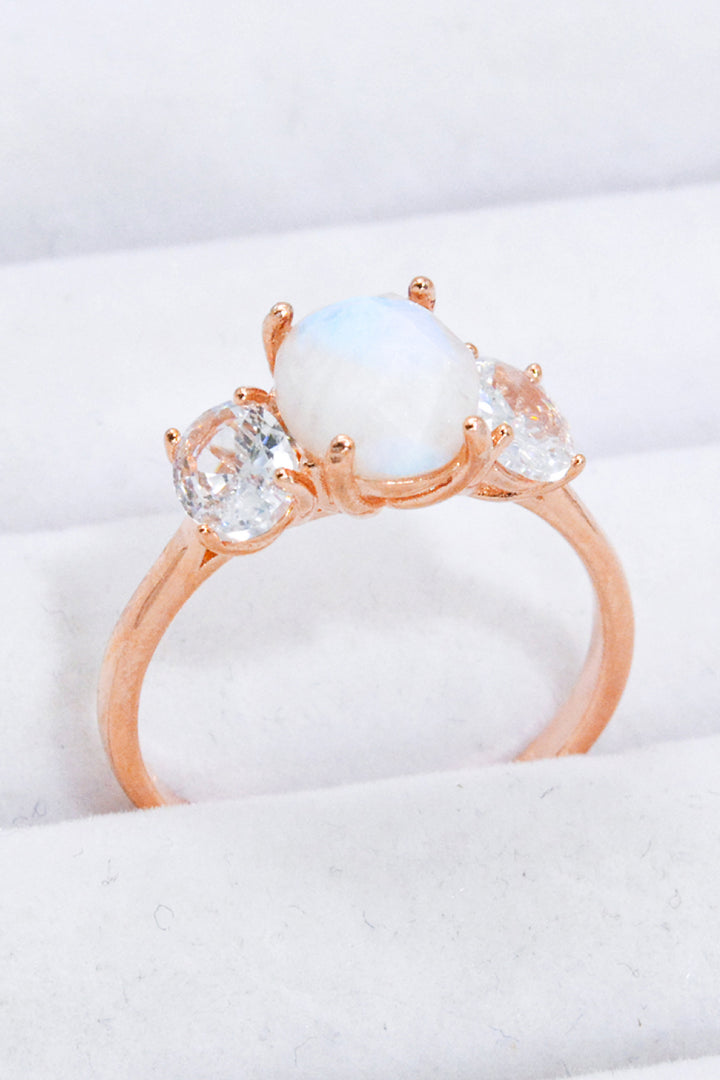 Natural Moonstone and Zircon Ring - Cheeky Chic Boutique