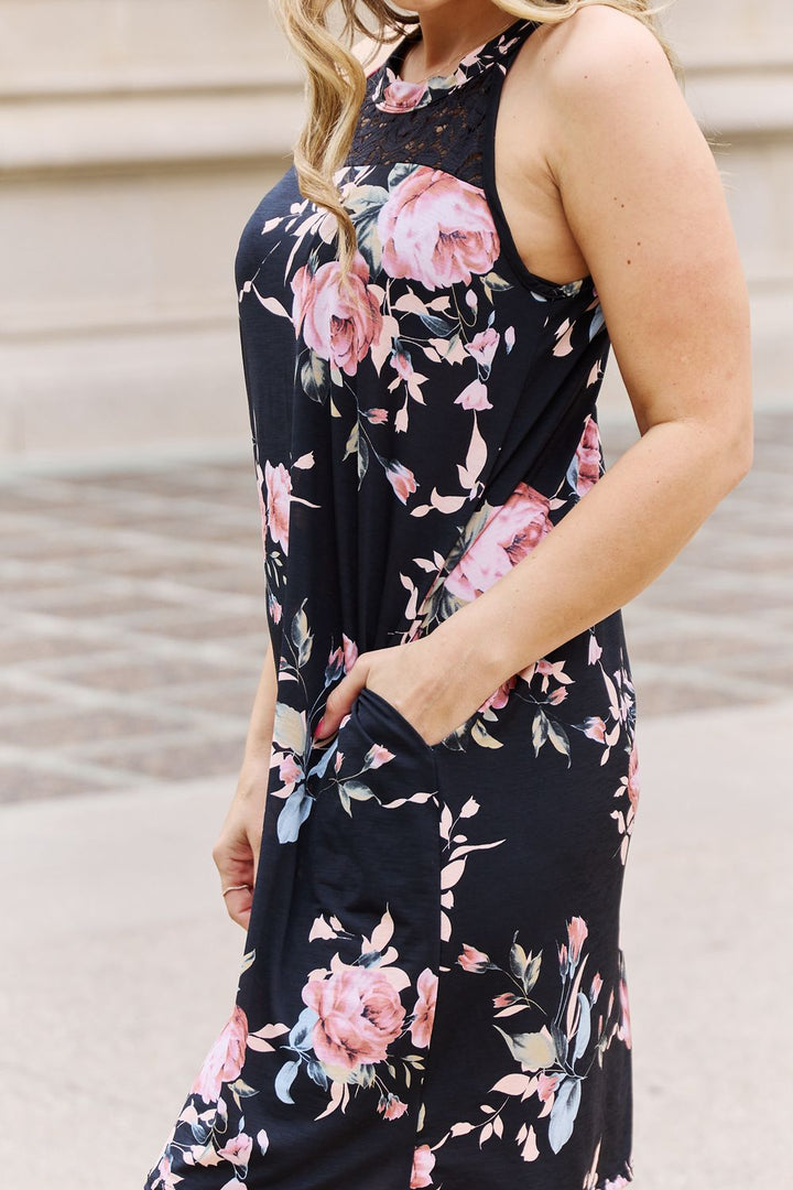 On A Journey Floral Lace Detail Sleeveless Mini Dress - Cheeky Chic Boutique