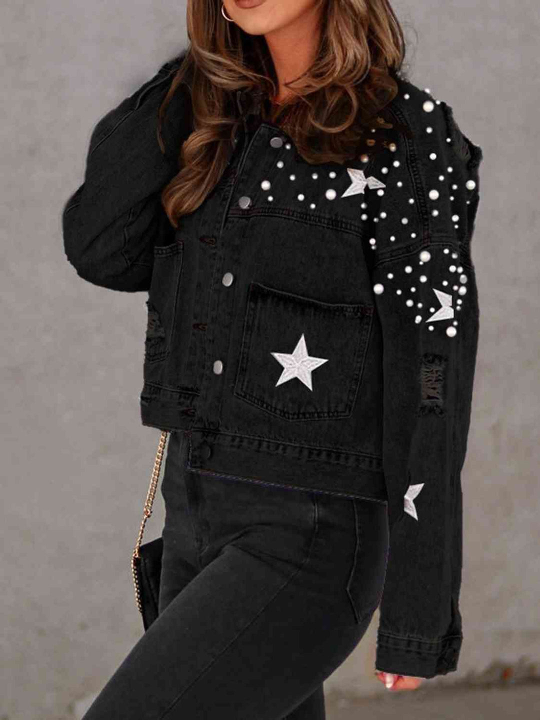 Night Out Pearl Denim Jacket - Cheeky Chic Boutique