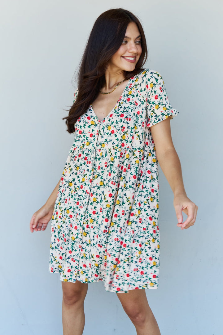 Ninexis Follow Me Full Size V-Neck Ruffle Sleeve Floral Dress - Cheeky Chic Boutique