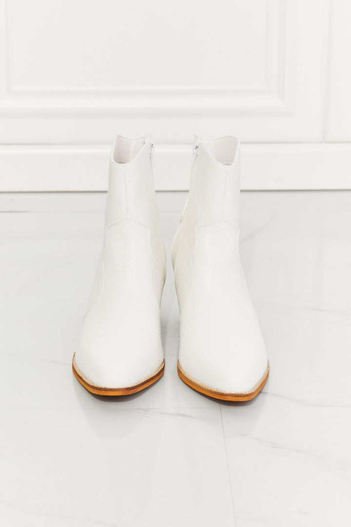 MMShoes Watertower Town Faux Leather Western Ankle Boots in White - Cheeky Chic Boutique