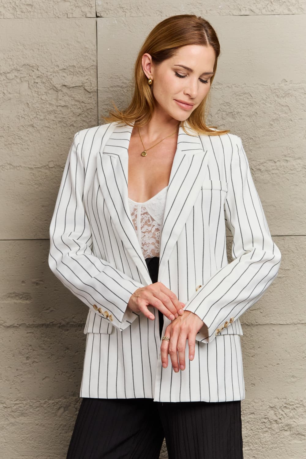 Motivate Me Striped Blazer - Cheeky Chic Boutique