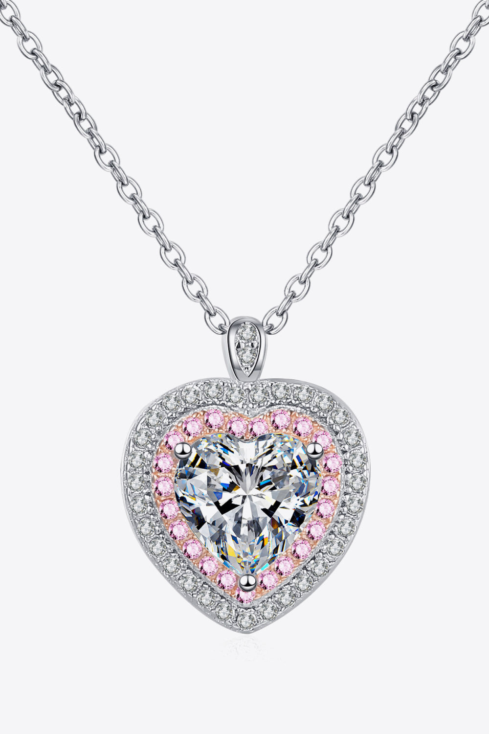 925 Sterling Silver 1 Carat Moissanite Heart Pendant Necklace - Cheeky Chic Boutique