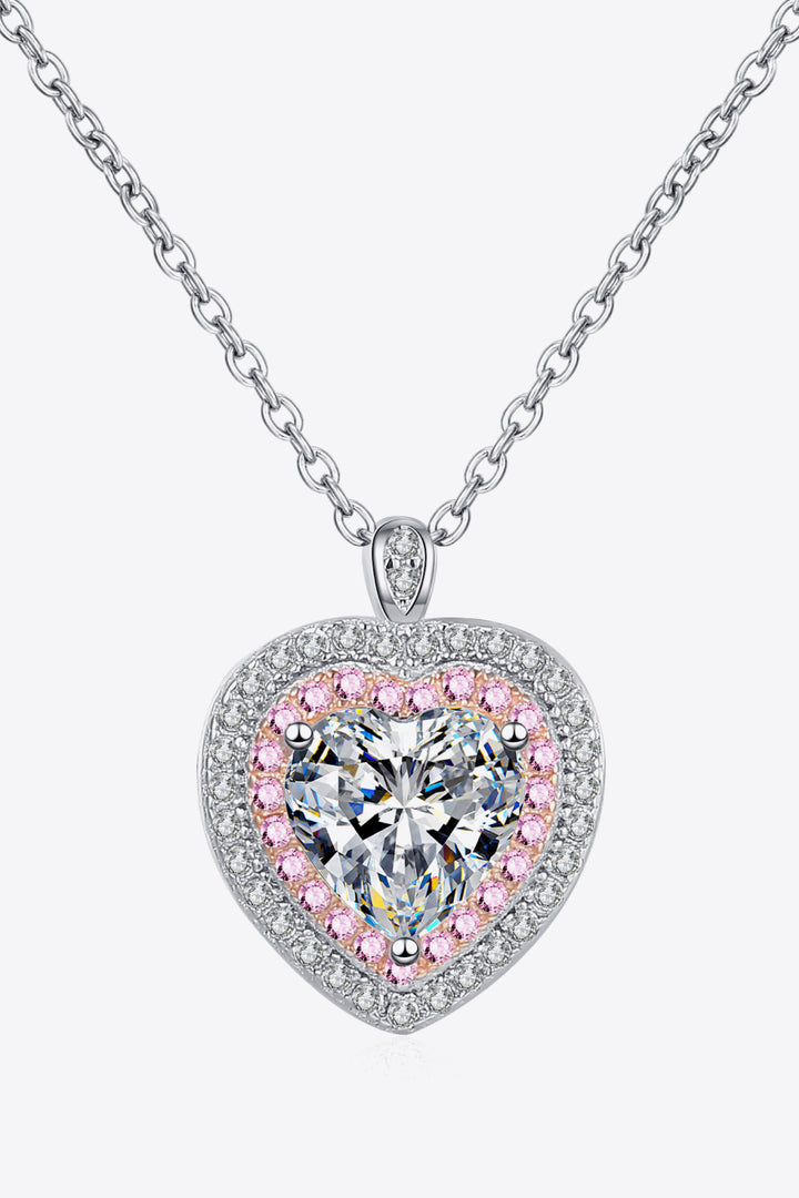 925 Sterling Silver 1 Carat Moissanite Heart Pendant Necklace - Cheeky Chic Boutique