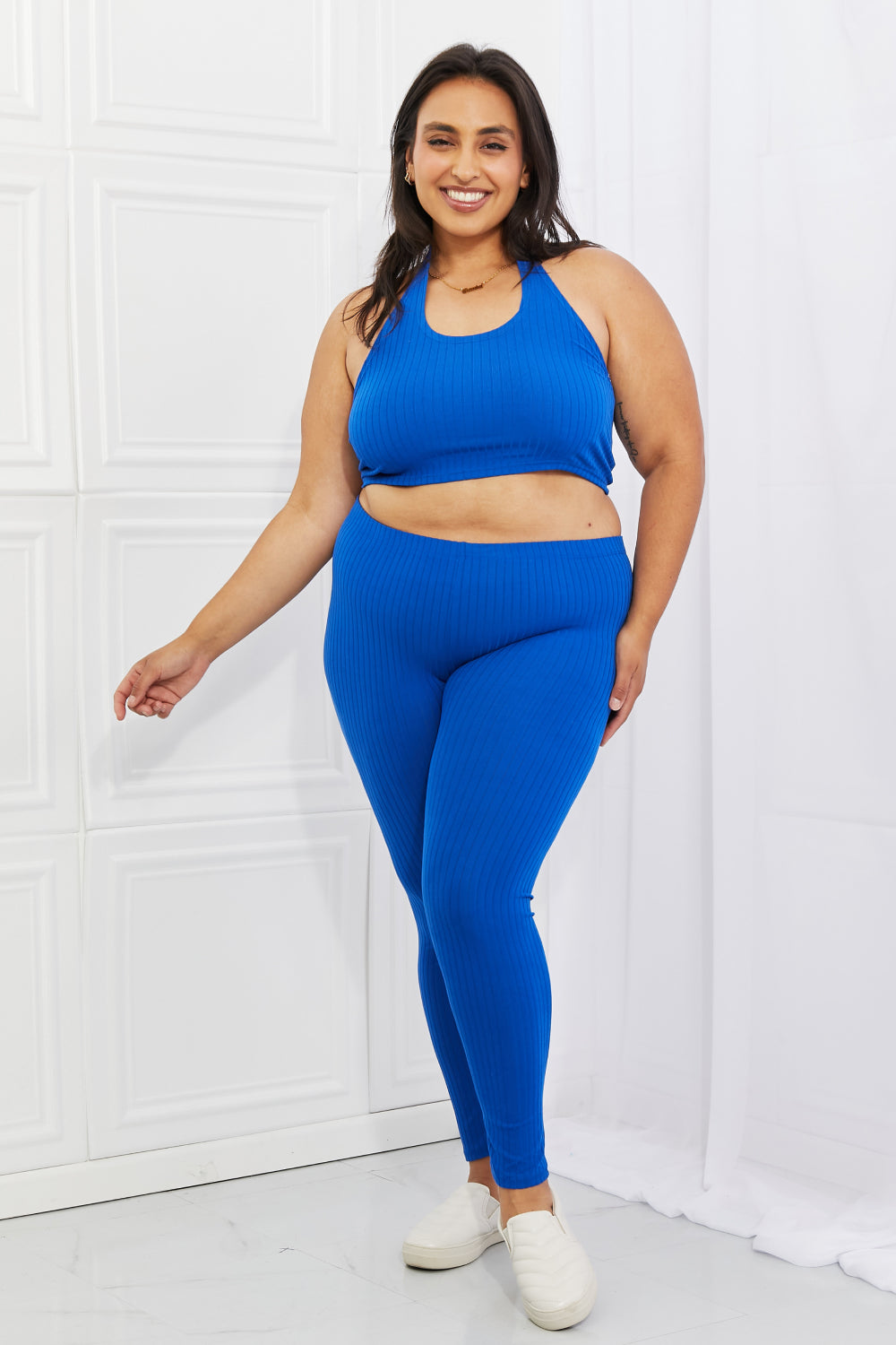 Capella On The Daily Full Size Halter Crop Top and Leggings Set - Cheeky Chic Boutique