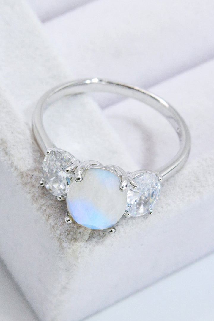 Natural Moonstone and Zircon Ring - Cheeky Chic Boutique