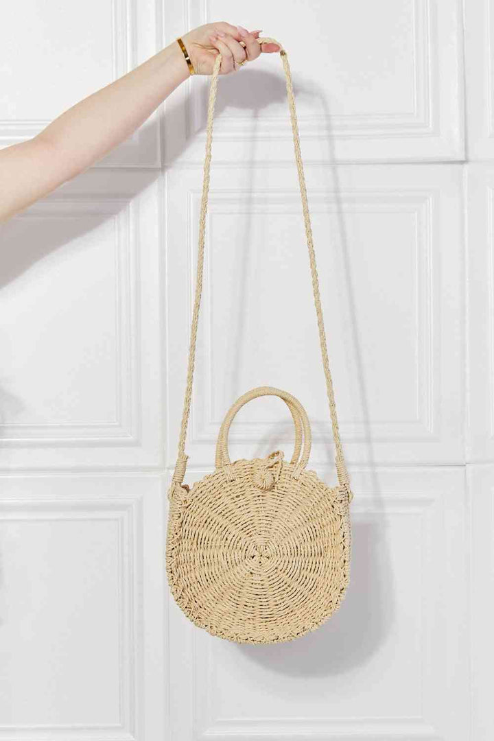 Justin Taylor Feeling Cute Rounded Rattan Handbag in Ivory - Cheeky Chic Boutique