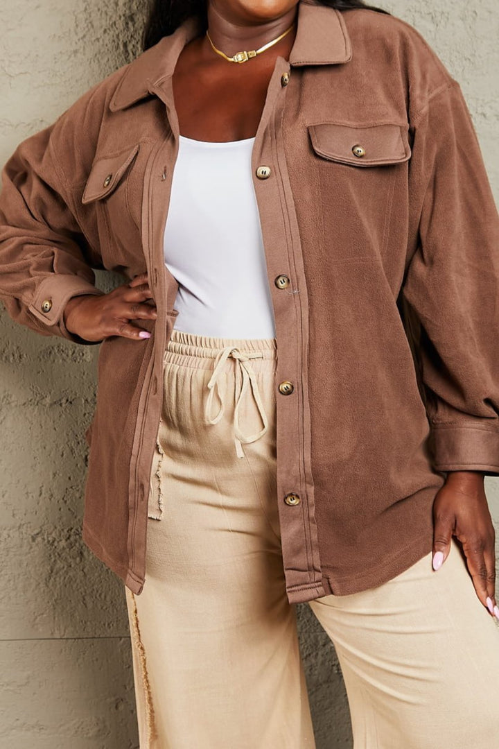 Cozy Girl Coffee Shacket - Cheeky Chic Boutique