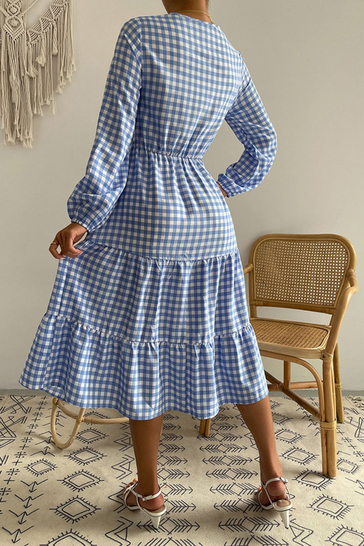 No Place Like Home Plaid Midi Dress - Cheeky Chic Boutique
