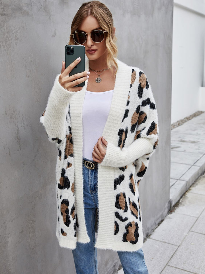 Leopard Pattern Fuzzy Cardigan - Cheeky Chic Boutique