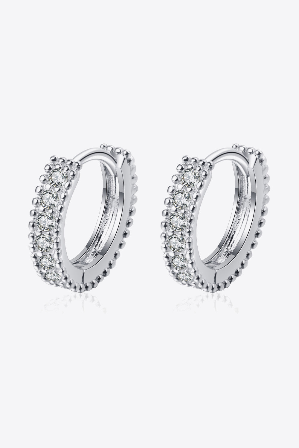 925 Sterling Silver Inlaid Moissanite Huggie Earrings - Cheeky Chic Boutique