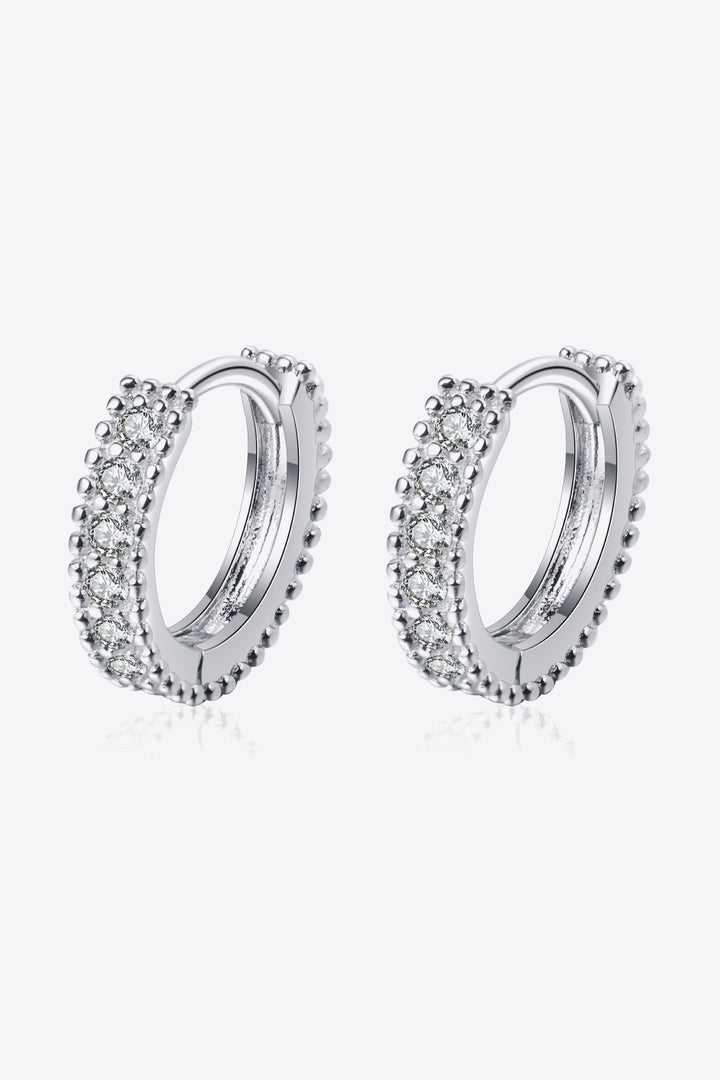 925 Sterling Silver Inlaid Moissanite Huggie Earrings - Cheeky Chic Boutique