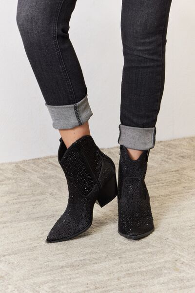 Have it All Black Rhinestone Booties - Cheeky Chic Boutique