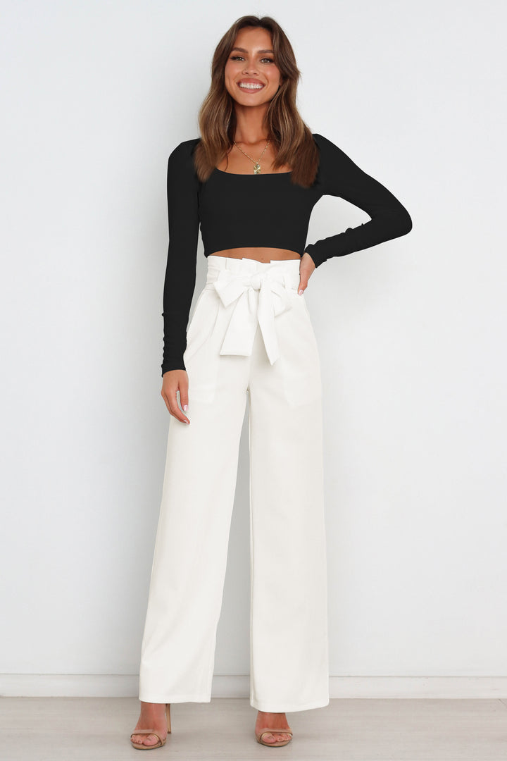 Tie Front Paperbag Wide Leg Pants - Cheeky Chic Boutique