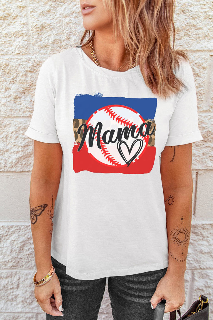 MAMA Heart Graphic Round Neck T-Shirt - Cheeky Chic Boutique