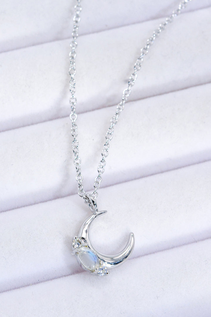 Natural Moonstone Moon Pendant Necklace - Cheeky Chic Boutique