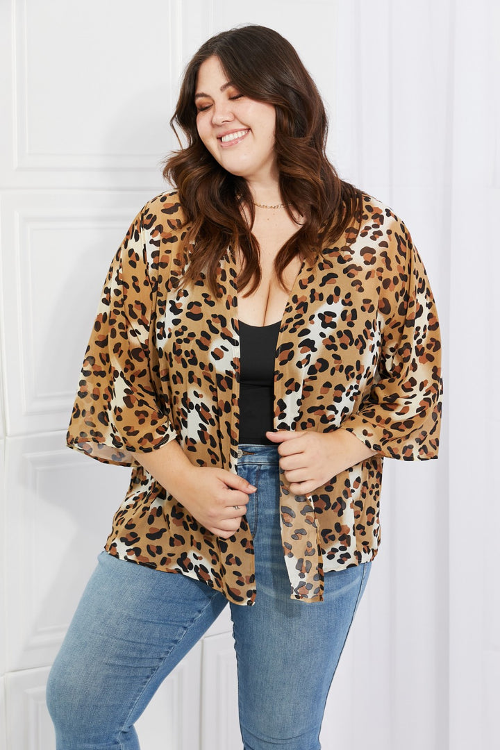 Melody Wild Muse Full Size Animal Print Kimono in Camel - Cheeky Chic Boutique