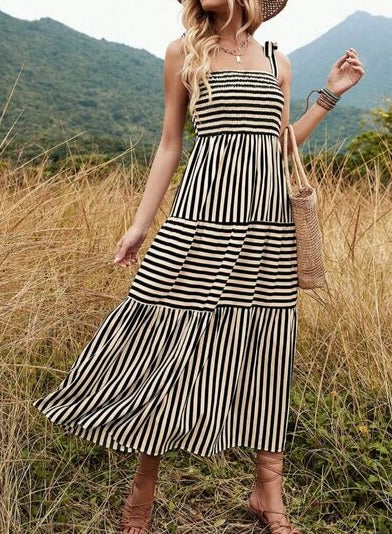 Boardwalk Striped Midi Dress - Cheeky Chic Boutique