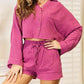 Basic Bae Buttoned Long Sleeve Top and Shorts Set - Cheeky Chic Boutique