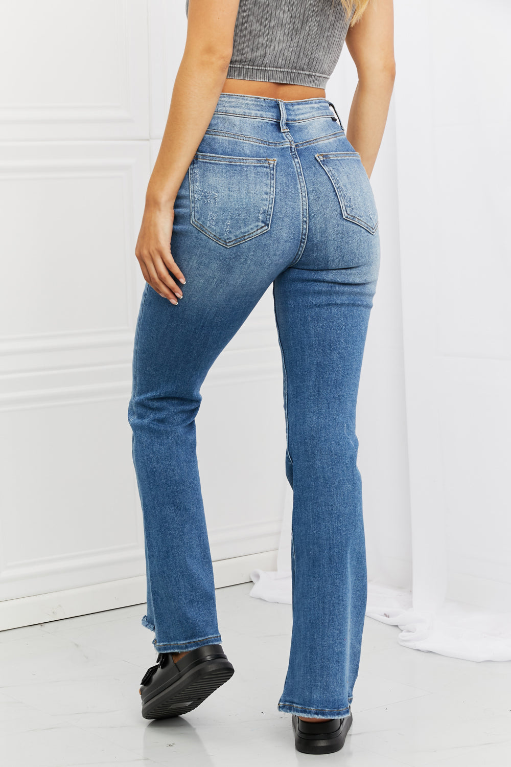 RISEN Full Size Iris High Waisted Flare Jeans - Cheeky Chic Boutique