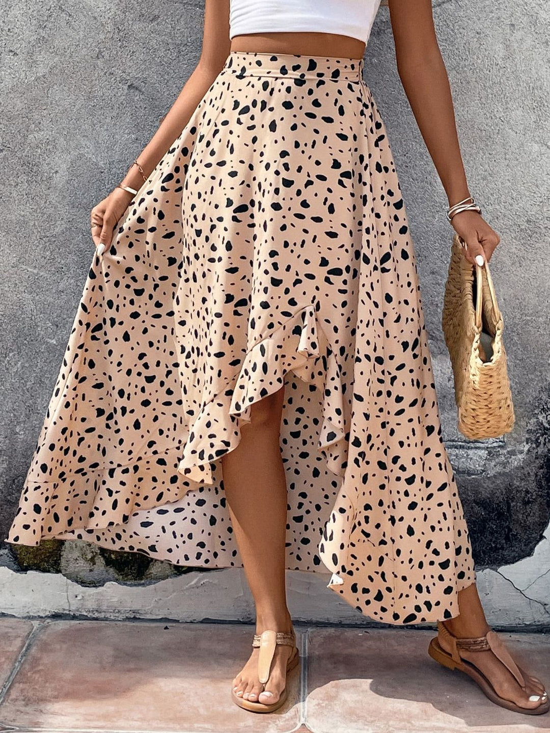 Printed High Waist Ruffled Skirt - Cheeky Chic Boutique
