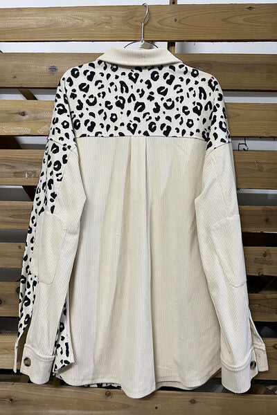 Leopard Button Up Dropped Shoulder Jacket - Cheeky Chic Boutique