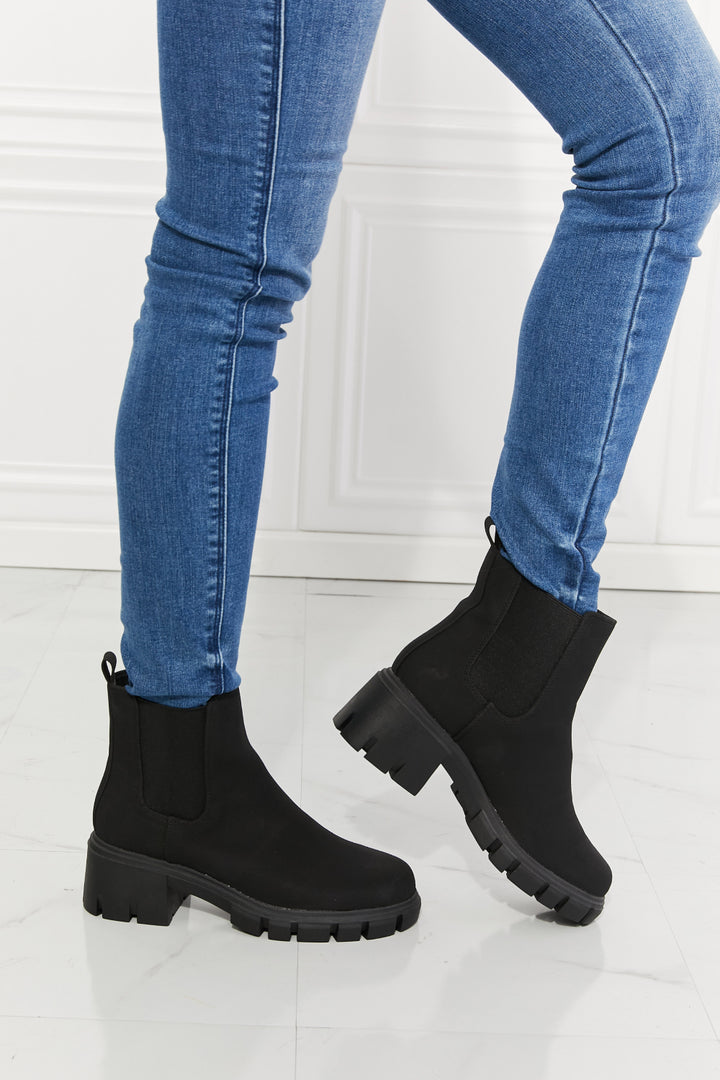 MMShoes Work For It Matte Lug Sole Chelsea Boots in Black - Cheeky Chic Boutique