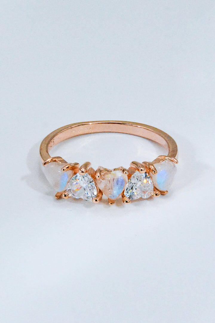Moonstone and Zircon Heart Ring - Cheeky Chic Boutique