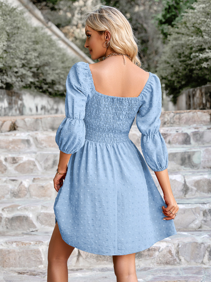 Swiss Dot Smocked Scoop Neck Dress - Cheeky Chic Boutique