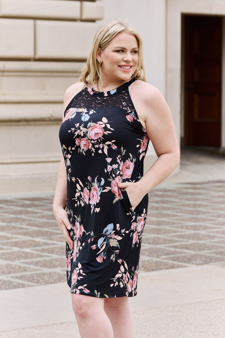On A Journey Floral Lace Detail Sleeveless Mini Dress - Cheeky Chic Boutique