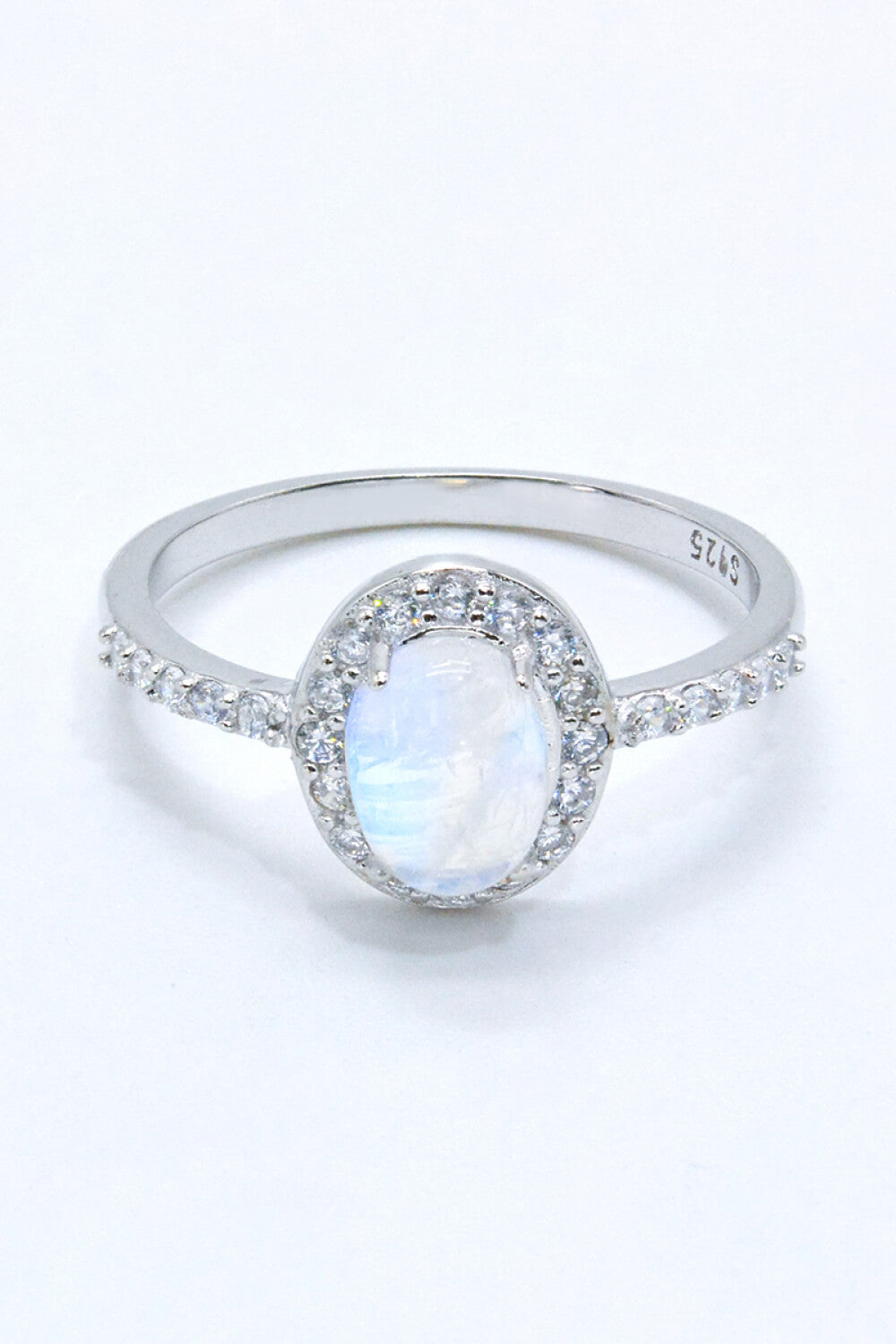 925 Sterling Silver Natural Moonstone Halo Ring - Cheeky Chic Boutique