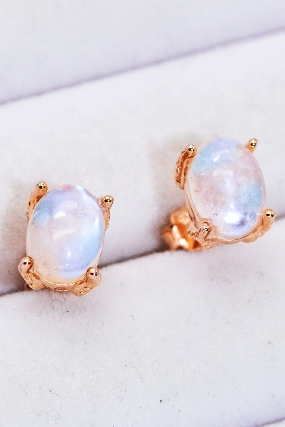Natural Moonstone 4-Prong Stud Earrings - Cheeky Chic Boutique