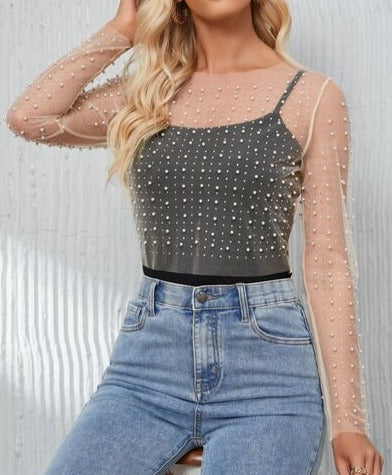 Pearly Queen Sheer Top - Cheeky Chic Boutique